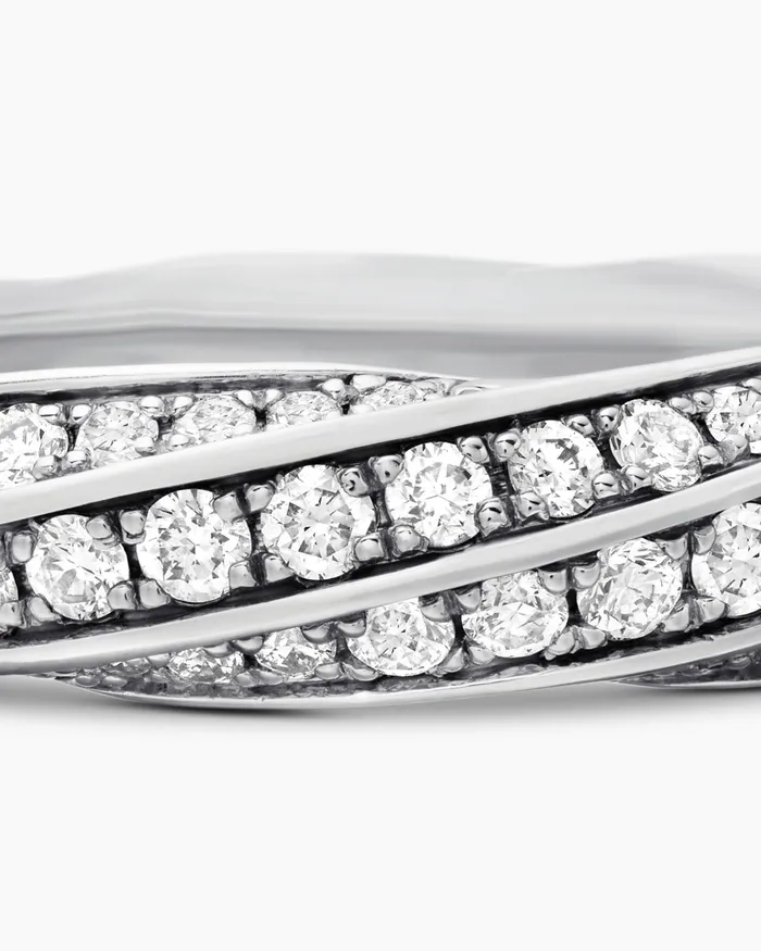 Cable Edge Band Ring In Sterling Silver With Diamonds 5mm Women David Yurman Band Cable Edge Band Ring In Sterling Silver With Diamonds 5mm Women David Yurman Band