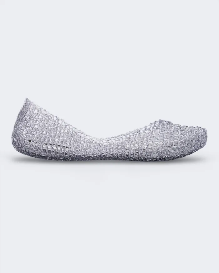 Campana Glitter Silver Women Melissa Flats