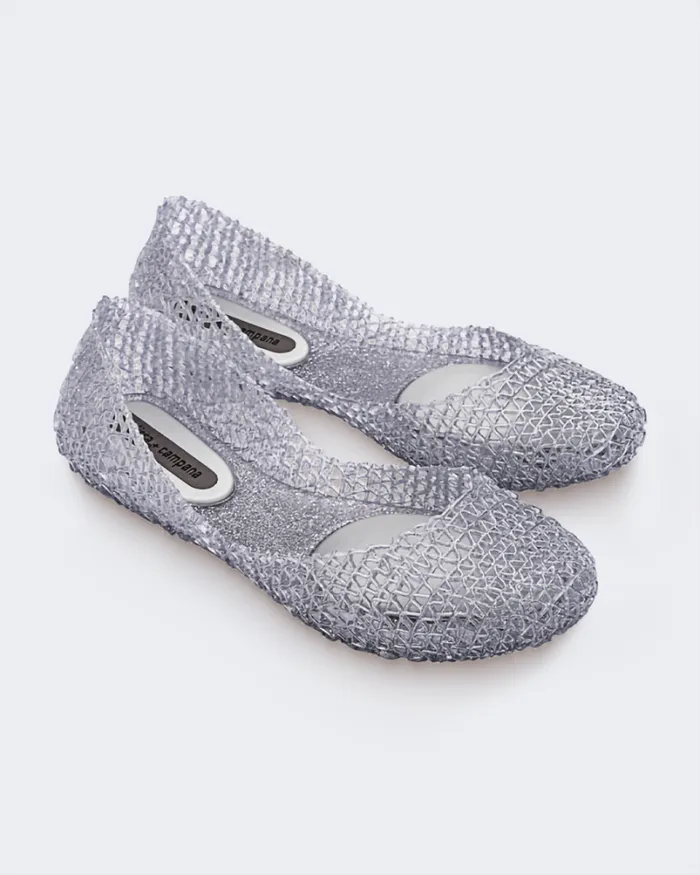 Campana Glitter Silver Women Melissa Flats