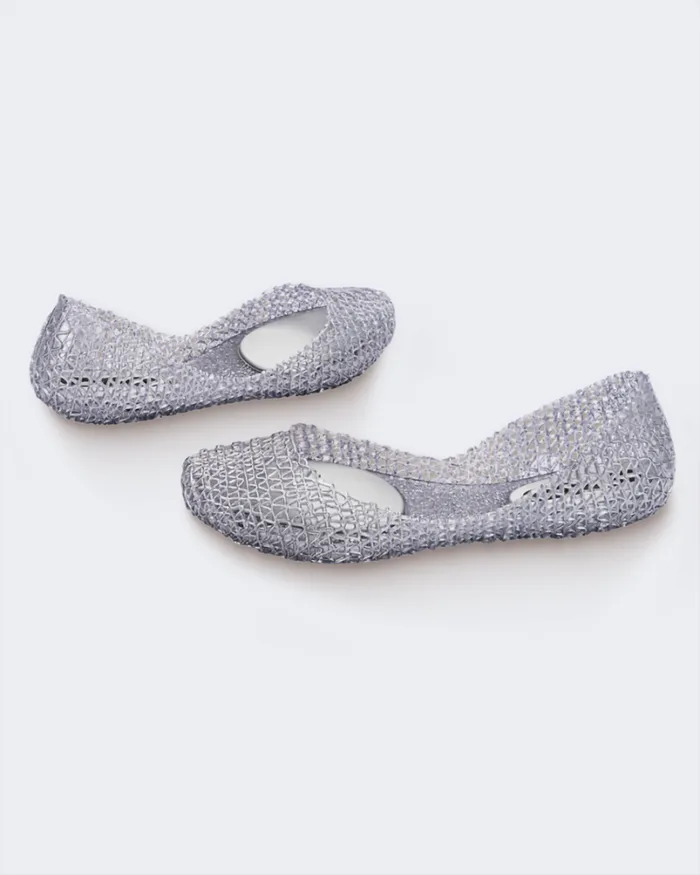 Campana Glitter Silver Women Melissa Flats