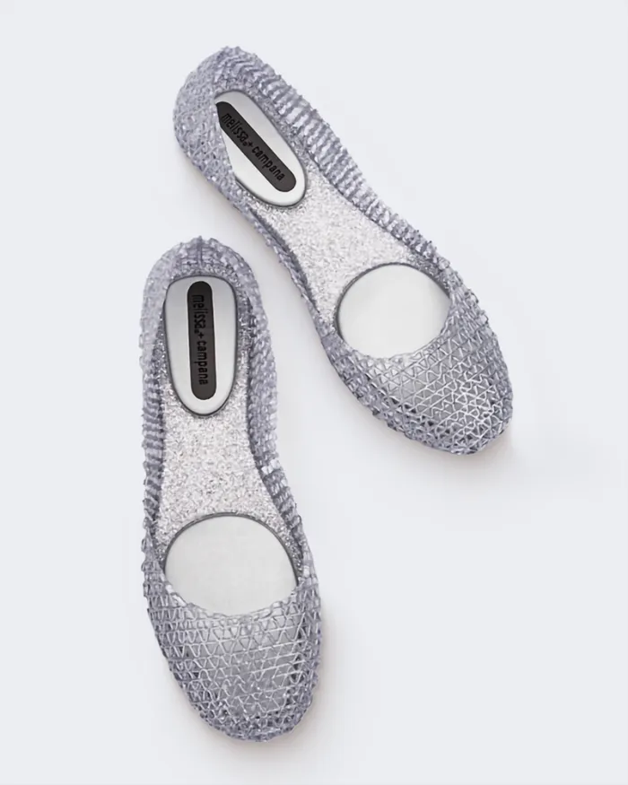 Campana Glitter Silver Women Melissa Flats