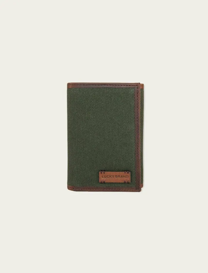 Canvas With Leather Trim Trifold Wallet Light Green Men Lucky Brand Bags and Wallets Canvas With Leather Trim Trifold Wallet Light Green Men Lucky Brand Bags and Wallets