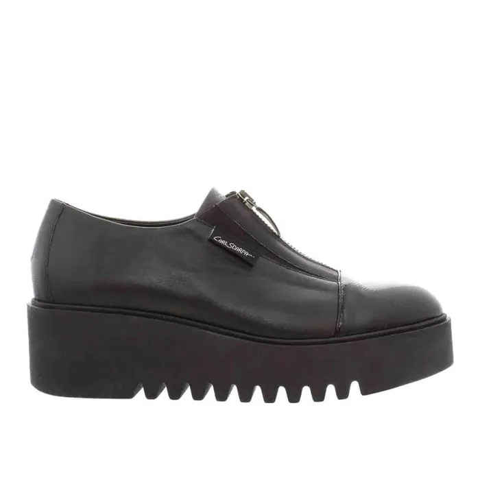 Carl Scarpa Ash Black Italian Leather Platform Loafers Women Bestselling