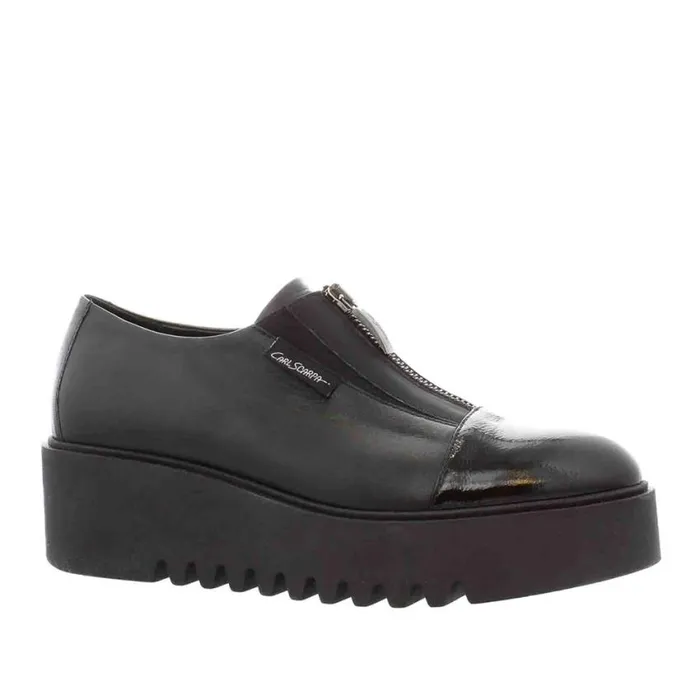 Carl Scarpa Ash Black Italian Leather Platform Loafers Women Bestselling
