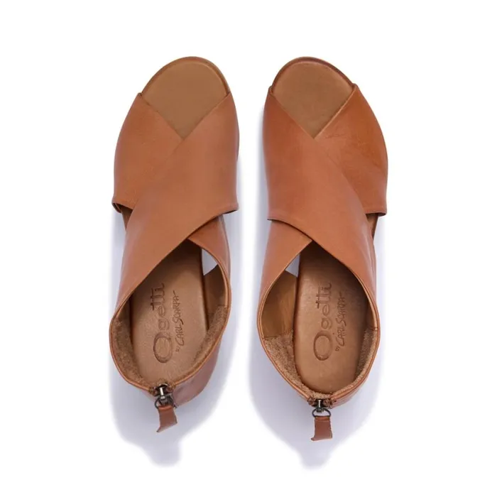 Carl Scarpa Piacere Tan Leather Crossover Sandals Women Sandals
