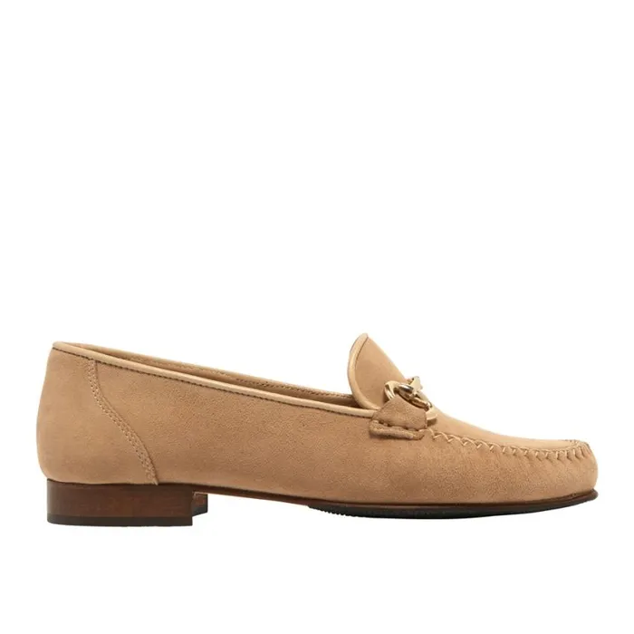 Carl Scarpa Rochette Taupe Suede Snaffle Loafers Women Bestselling