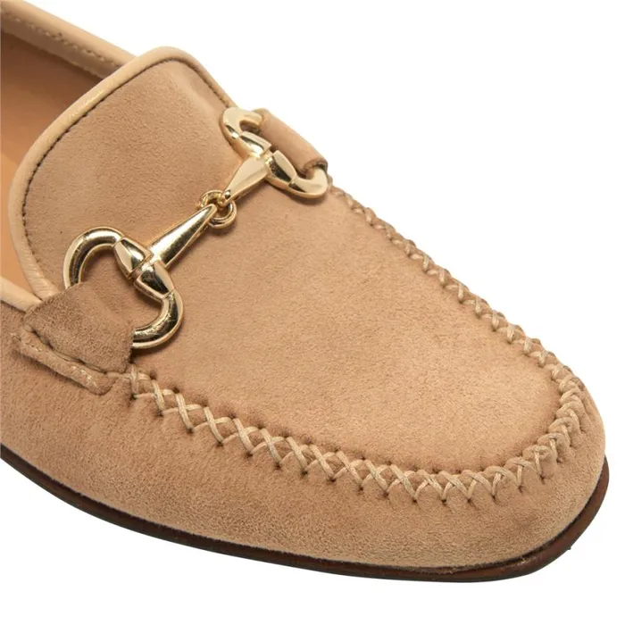 Carl Scarpa Rochette Taupe Suede Snaffle Loafers Women Bestselling