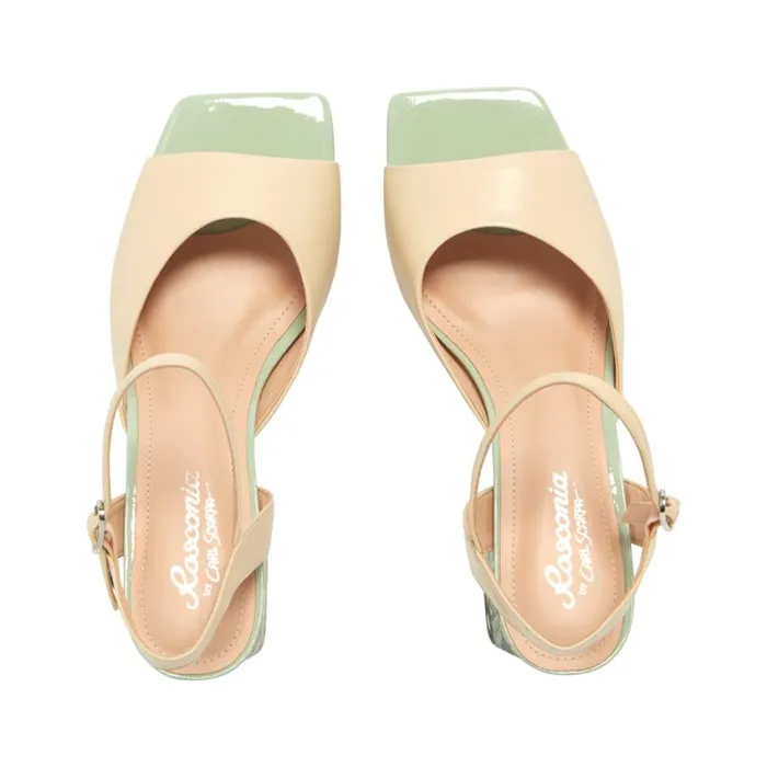 Carl Scarpa Setallo Off White Block Heel Courts Women Court Shoes