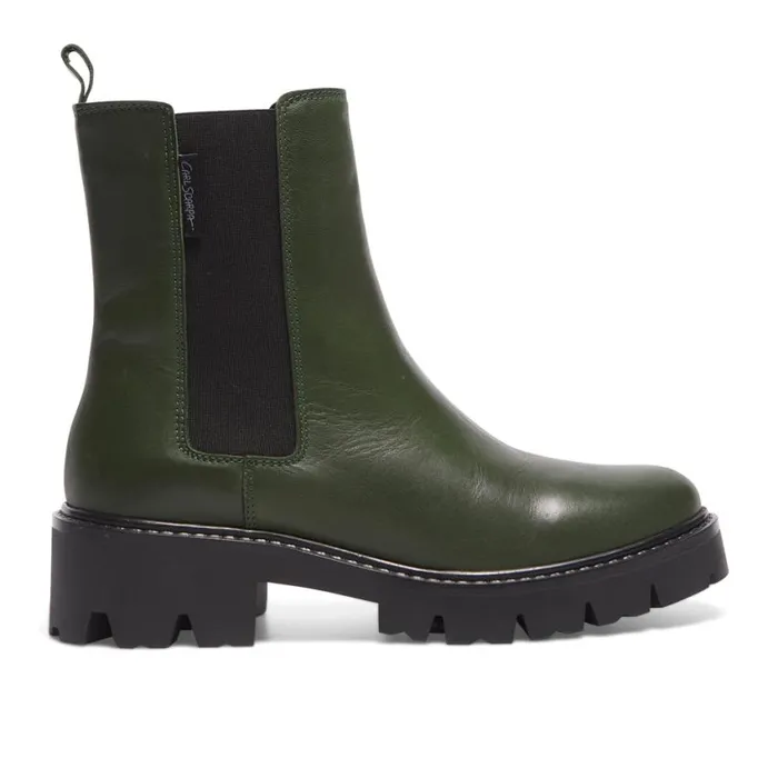 Carl Scarpa Solette Green Leather Chelsea Boots Women Leather Ankle Boots
