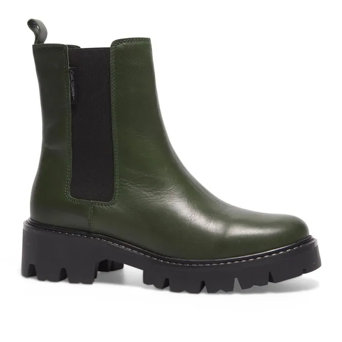 Carl Scarpa Solette Green Leather Chelsea Boots Women Leather Ankle Boots