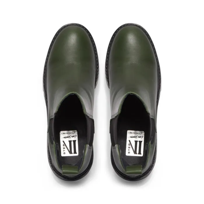 Carl Scarpa Solette Green Leather Chelsea Boots Women Leather Ankle Boots