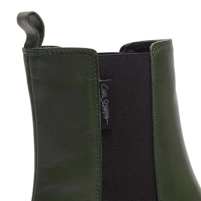 Carl Scarpa Solette Green Leather Chelsea Boots Women Leather Ankle Boots