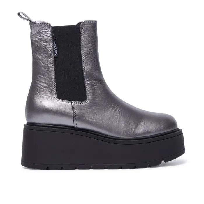 Carl Scarpa Zennie Pewter Leather Ankle Boots Women Leather Ankle Boots