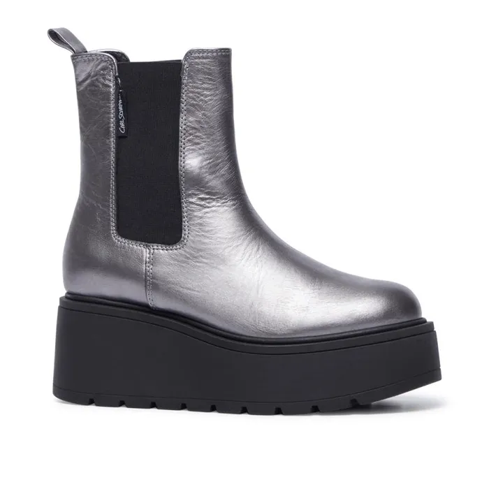 Carl Scarpa Zennie Pewter Leather Ankle Boots Women Leather Ankle Boots