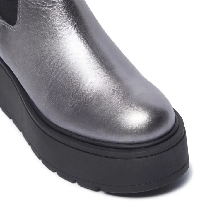 Carl Scarpa Zennie Pewter Leather Ankle Boots Women Leather Ankle Boots