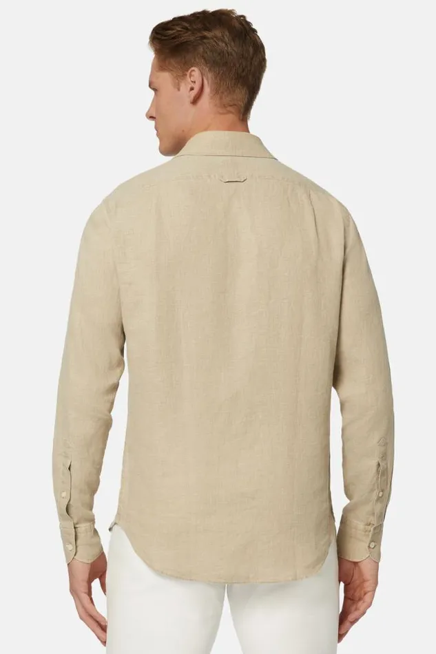 Casual Shirts Men Boggi Milano Regular Fit Beige Linen Shirt Beige Casual Shirts Men Boggi Milano Regular Fit Beige Linen Shirt Beige