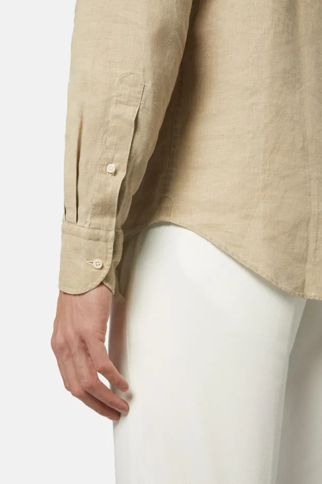 Casual Shirts Men Boggi Milano Regular Fit Beige Linen Shirt Beige Casual Shirts Men Boggi Milano Regular Fit Beige Linen Shirt Beige