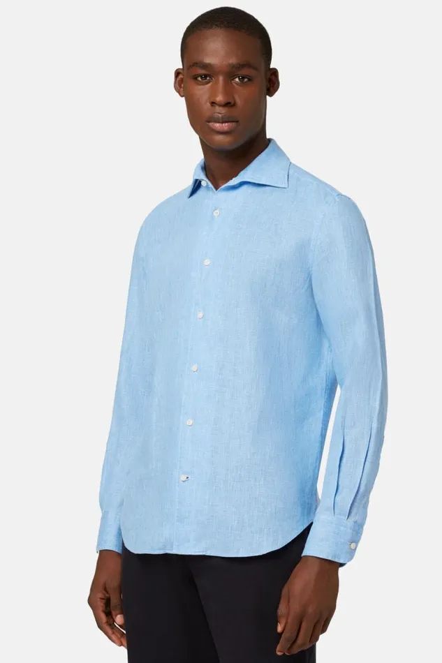Casual Shirts Men Boggi Milano Regular Fit Sky Blue Linen Shirt Light Blu Casual Shirts Men Boggi Milano Regular Fit Sky Blue Linen Shirt Light Blu