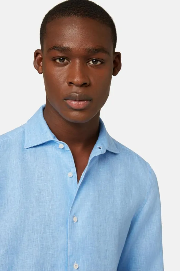 Casual Shirts Men Boggi Milano Regular Fit Sky Blue Linen Shirt Light Blu Casual Shirts Men Boggi Milano Regular Fit Sky Blue Linen Shirt Light Blu