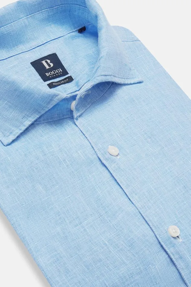 Casual Shirts Men Boggi Milano Regular Fit Sky Blue Linen Shirt Light Blu Casual Shirts Men Boggi Milano Regular Fit Sky Blue Linen Shirt Light Blu