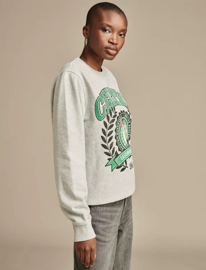 Celtics Crew Neck Sweatshirt Heather Greyyellow Women Lucky Brand Sweaters and Sweatshirts