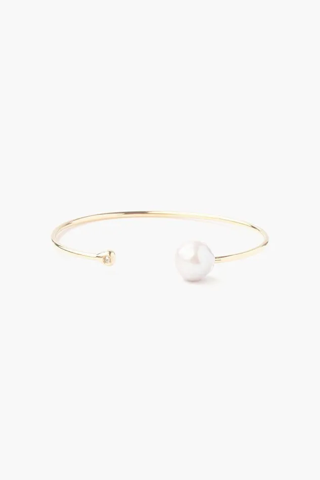 Chan Luu Bracelets Women White Pearl And Gold Diamond Cuff
