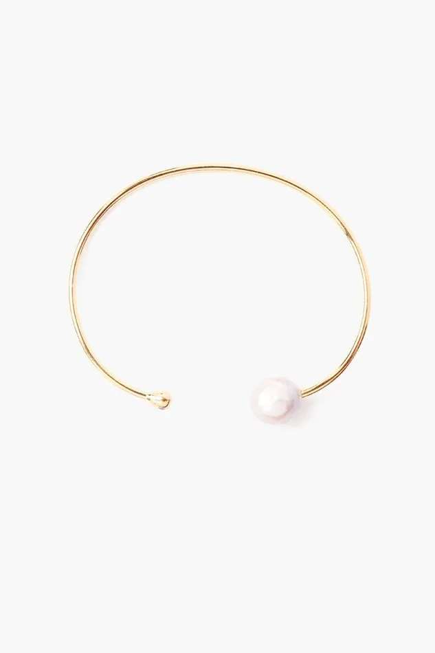 Chan Luu Bracelets Women White Pearl And Gold Diamond Cuff