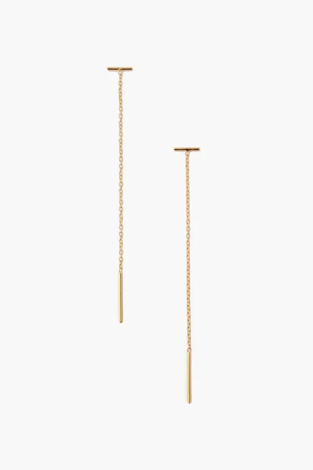 Chan Luu Earrings Women Gold Bar Chain Thread Earrings
