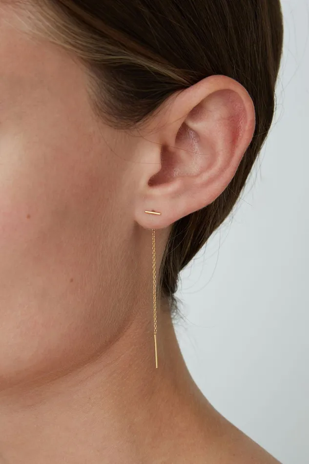 Chan Luu Earrings Women Gold Bar Chain Thread Earrings