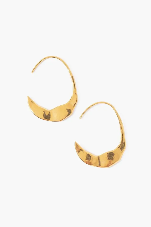 Chan Luu Earrings Women Petite Gold Crescent Moon Hoops