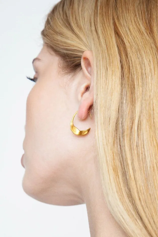 Chan Luu Earrings Women Petite Gold Crescent Moon Hoops