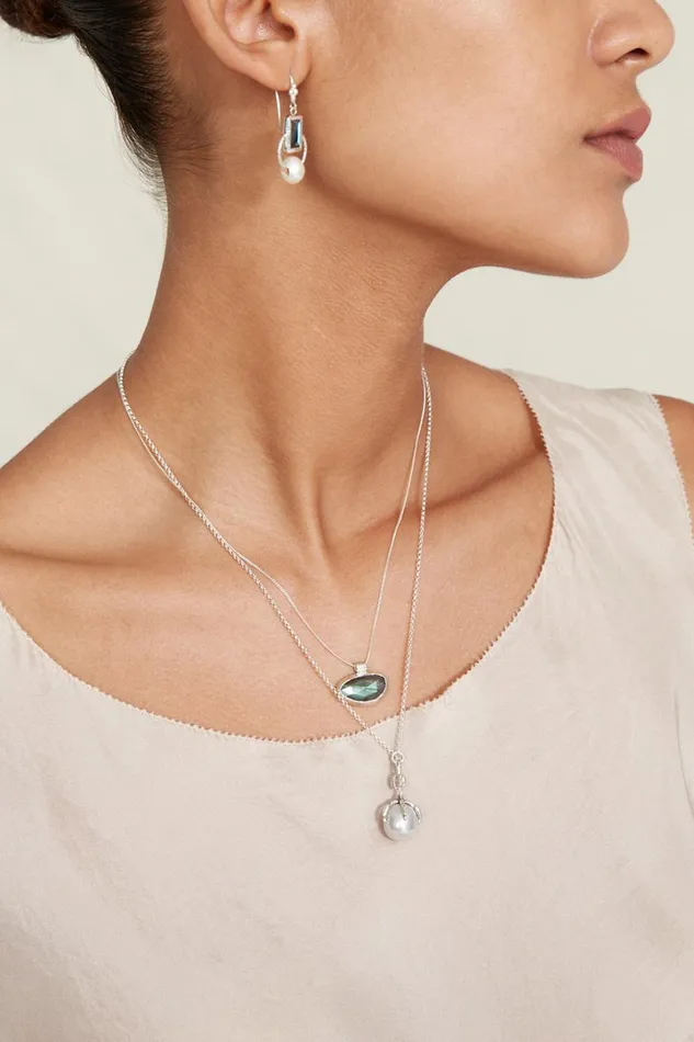 Chan Luu Necklaces Women Lark Pendant Necklace Grey Pearl
