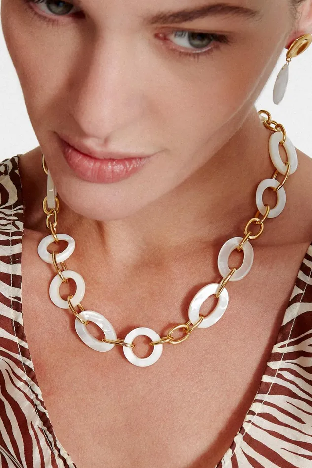 Chan Luu Necklaces Women Mariner Chain Link Necklace White MOP