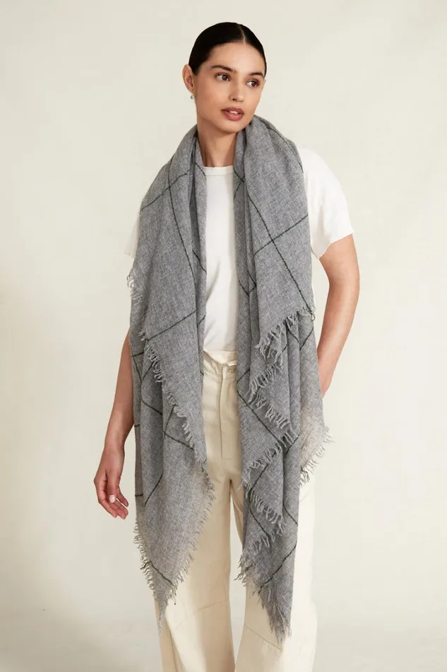 Chan Luu Scarves Women 100 Cashmere Scarf Greener Pastures Windowpane