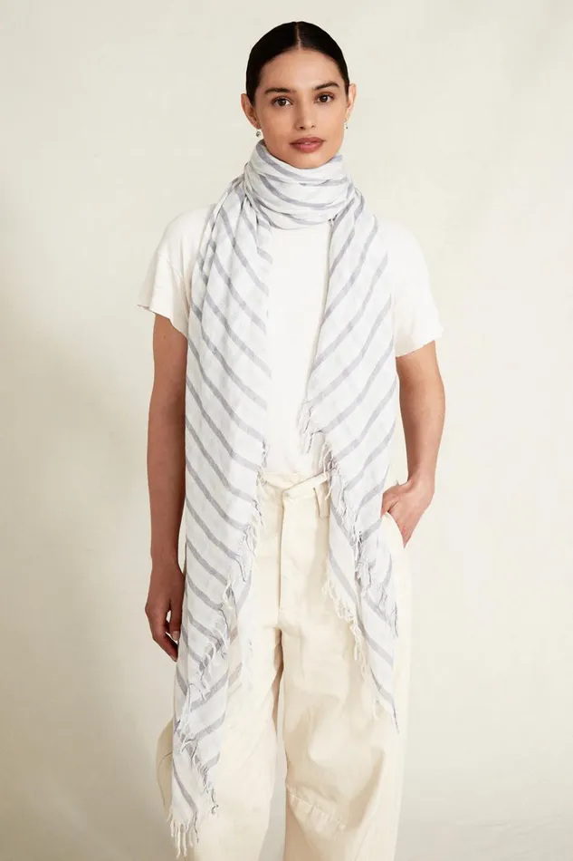 Chan Luu Scarves Women Cashmere And Silk Scarf Blue Granite Linea