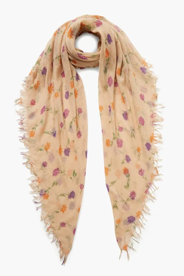 Chan Luu Scarves Women Cashmere And Silk Scarf Cream Valentina Floral
