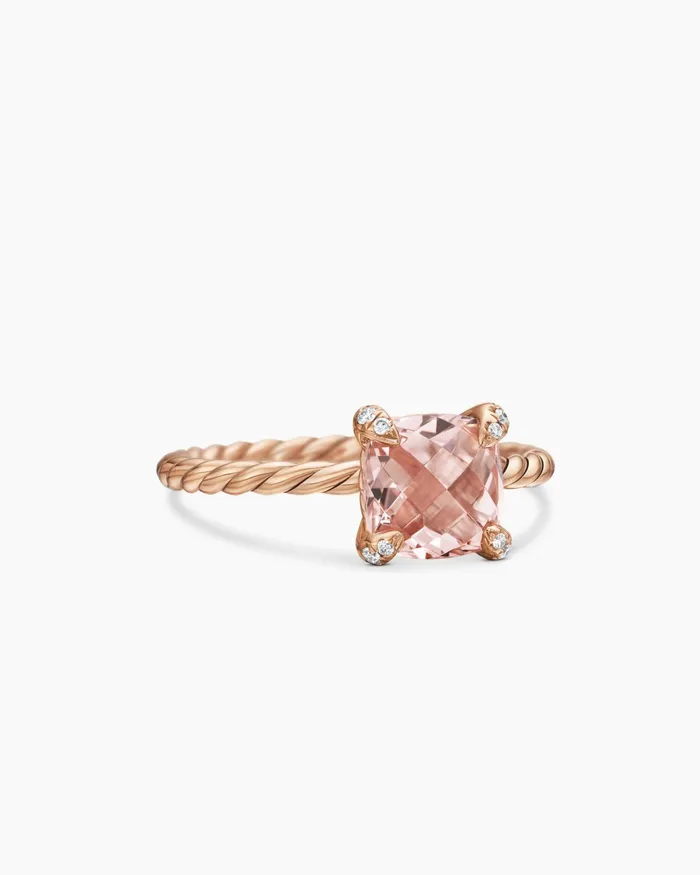 Chatelaine Ring In 18K Rose Gold With Diamonds 7mm Women David Yurman Petite