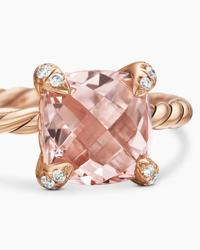 Chatelaine Ring In 18K Rose Gold With Diamonds 7mm Women David Yurman Petite