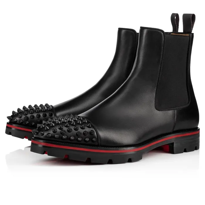 Christian Louboutin Boots Men Melon Spikes Boots 8211 Calf Leather 8211 Black