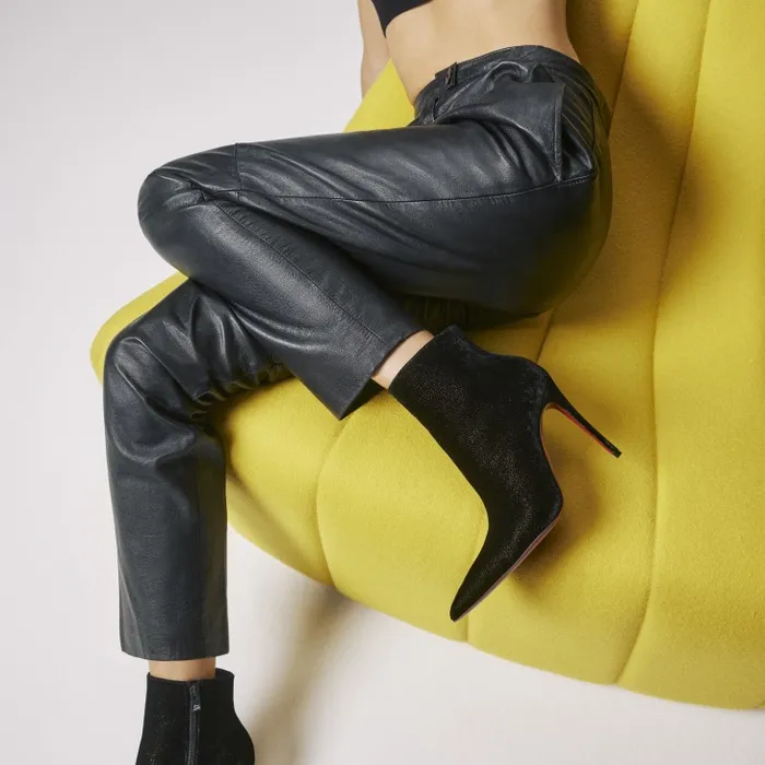 Christian Louboutin Boots Women Kate Max Booty 100 Mm Low Boots 8211 Velvet D039Or 8211 Black Christian Louboutin Boots Women Kate Max Booty 100 Mm Low Boots 8211 Velvet D039Or 8211 Black