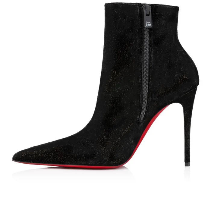 Christian Louboutin Boots Women Kate Max Booty 100 Mm Low Boots 8211 Velvet D039Or 8211 Black