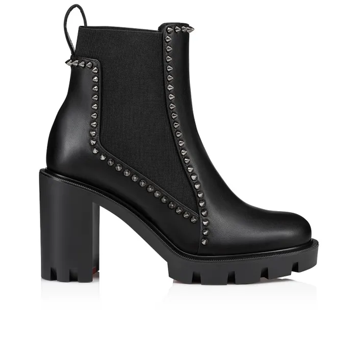 Christian Louboutin Boots Women Out Line Spikes Lug 70 Mm Boots 8211 Calf Leather And Spikes 8211 Black