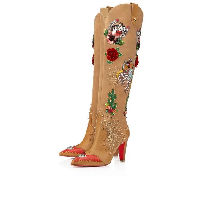 Christian Louboutin Boots Women Santia Botta Lucky Boots 8211 Calf Leather And Lucky Embroidery 8211 Terra Christian Louboutin Boots Women Santia Botta Lucky Boots 8211 Calf Leather And Lucky Embroidery 8211 Terra