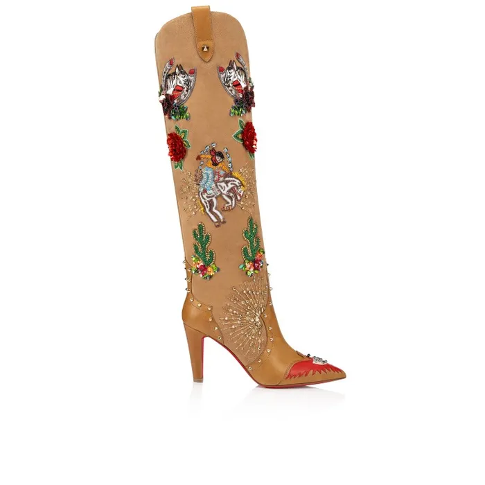 Christian Louboutin Boots Women Santia Botta Lucky Boots 8211 Calf Leather And Lucky Embroidery 8211 Terra