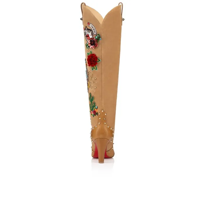 Christian Louboutin Boots Women Santia Botta Lucky Boots 8211 Calf Leather And Lucky Embroidery 8211 Terra