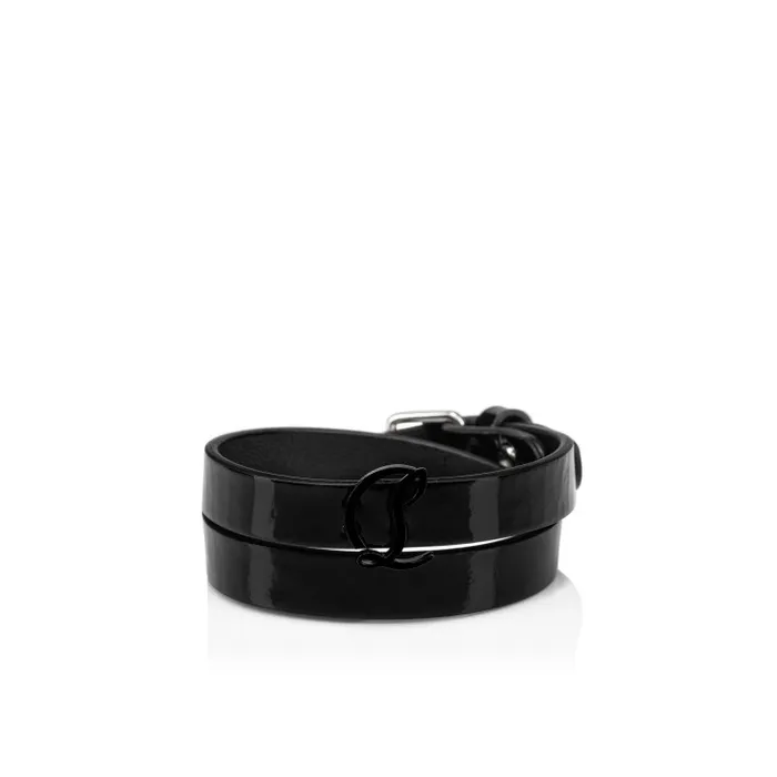 Christian Louboutin Bracelets WomenMen CL Logo Double Bracelet 8211 Vog Patent Leather 8211 Black Christian Louboutin Bracelets WomenMen CL Logo Double Bracelet 8211 Vog Patent Leather 8211 Black