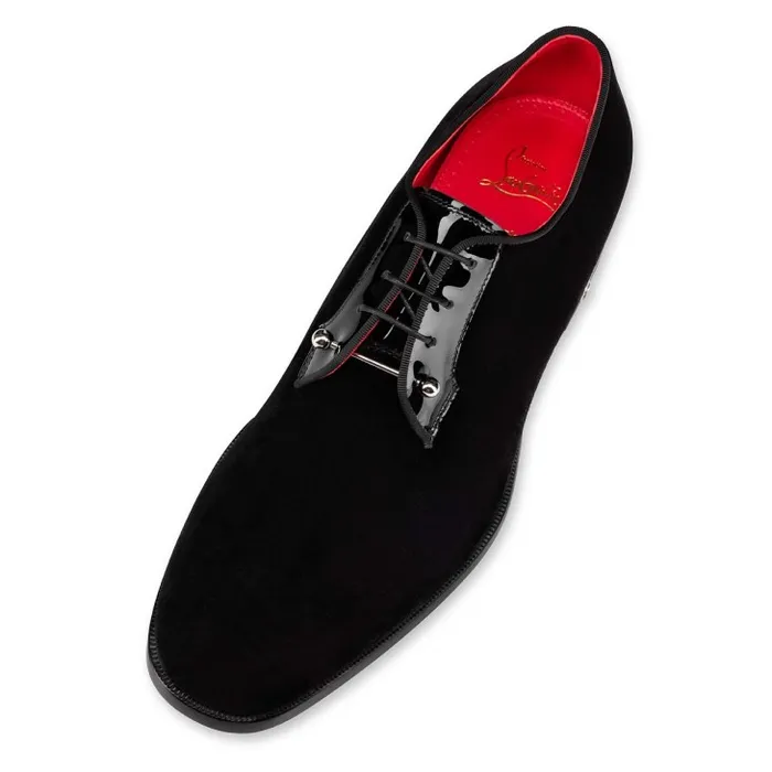 Christian Louboutin Buckles and Laceups Men Chambeliss Laceups 8211 Velvet And Patent Calf 8211 Black