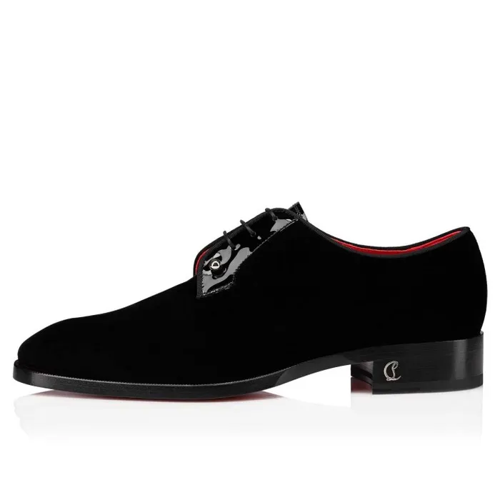 Christian Louboutin Buckles and Laceups Men Chambeliss Laceups 8211 Velvet And Patent Calf 8211 Black
