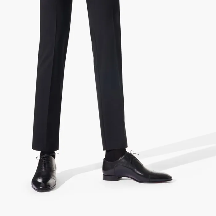 Christian Louboutin Buckles and Laceups Men Greggo Laceup Shoes 8211 Patinated Calf Leather 8211 Black Christian Louboutin Buckles and Laceups Men Greggo Laceup Shoes 8211 Patinated Calf Leather 8211 Black