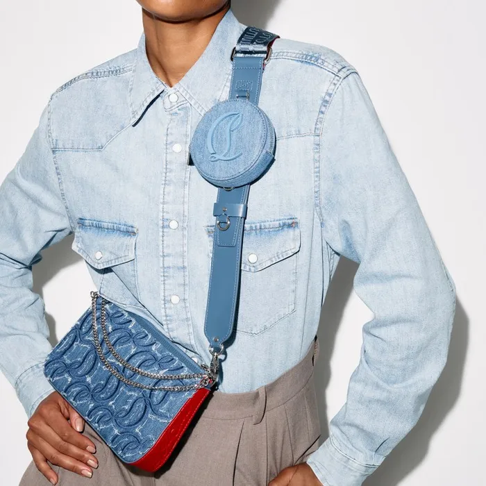 Christian Louboutin Mini Bags Women Loubila Crossbody Bag 8211 Denim Embroidered 8211 Blue Christian Louboutin Mini Bags Women Loubila Crossbody Bag 8211 Denim Embroidered 8211 Blue